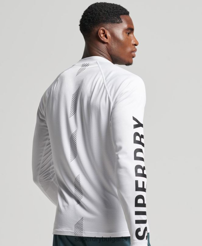 Superdry облекло N00H5361 бяло мъже влак макет деколте