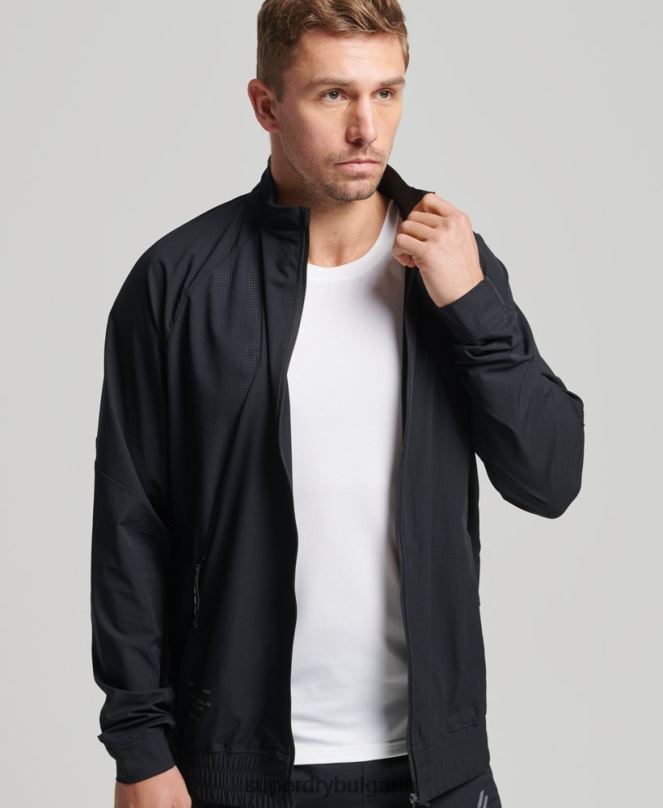 Superdry облекло N00H5369 черен мъже горнище от еластична тъкан