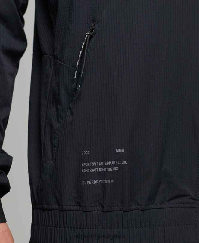 Superdry облекло N00H5369 черен мъже горнище от еластична тъкан