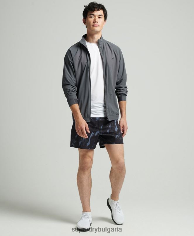 Superdry облекло N00H5371 тъмно сив мъже горнище от еластична тъкан
