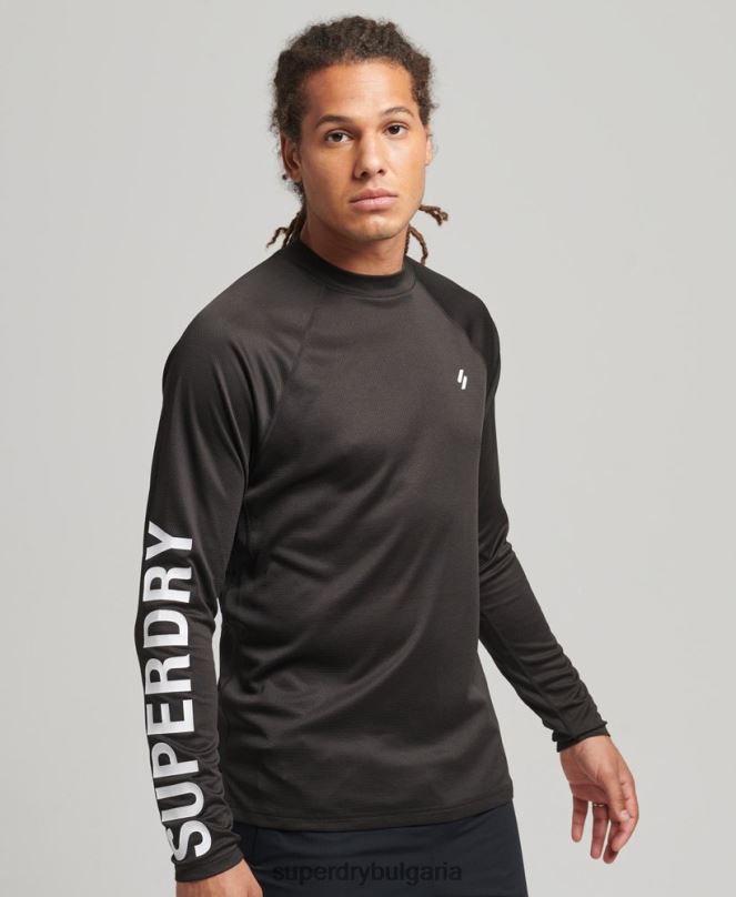 Superdry облекло N00H5378 черен мъже влак макет деколте лого горнище