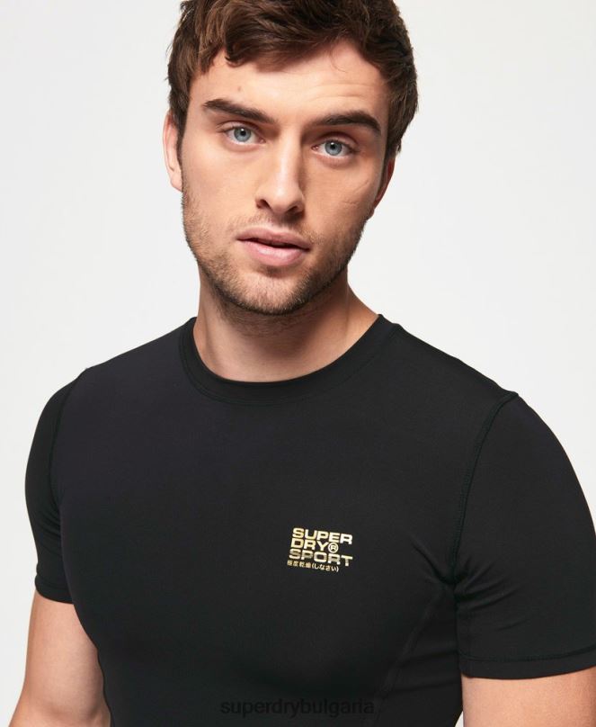 Superdry облекло N00H5380 черен мъже Компресионна горна част с къс ръкав