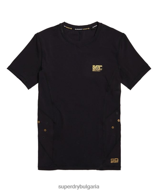 Superdry облекло N00H5380 черен мъже Компресионна горна част с къс ръкав
