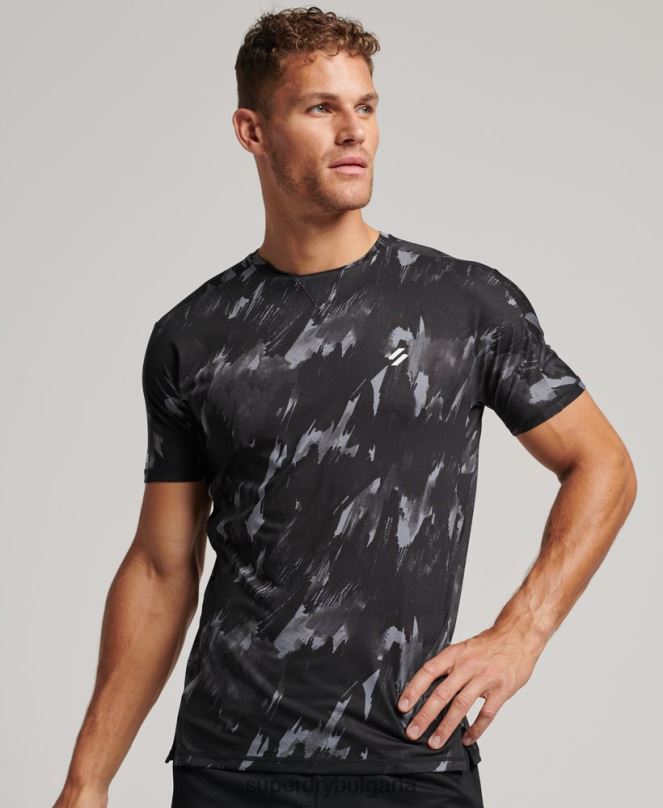 Superdry облекло N00H5393 тъмно сив мъже тениска с къс ръкав run
