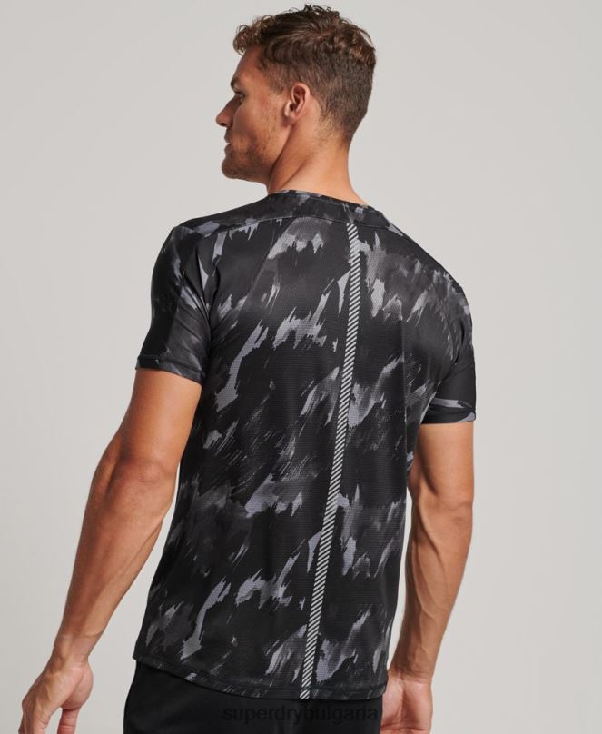 Superdry облекло N00H5393 тъмно сив мъже тениска с къс ръкав run