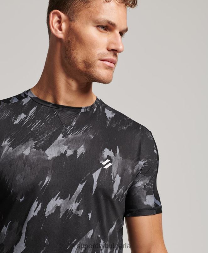 Superdry облекло N00H5393 тъмно сив мъже тениска с къс ръкав run