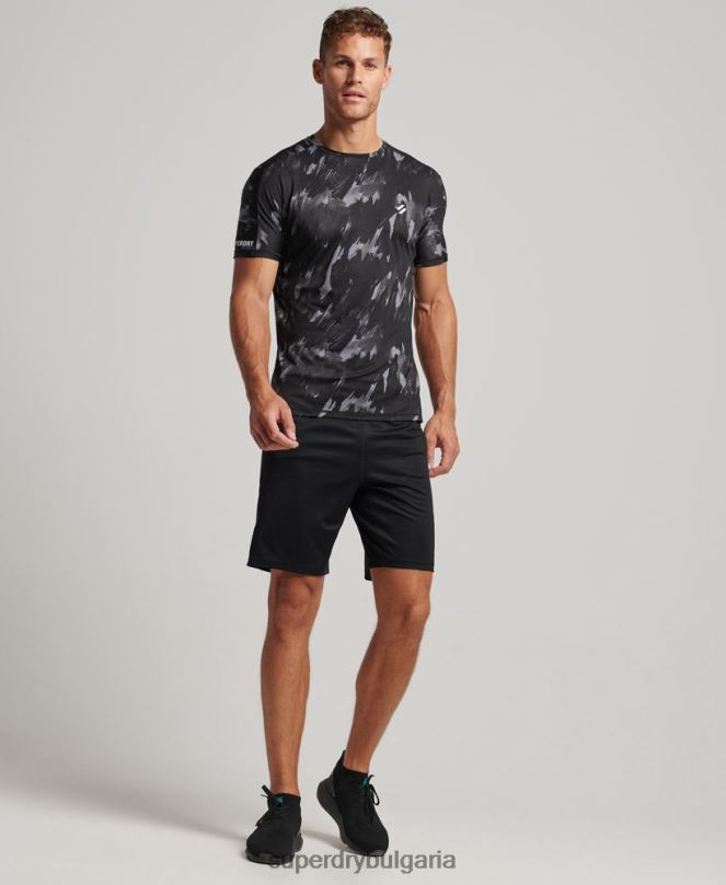Superdry облекло N00H5393 тъмно сив мъже тениска с къс ръкав run