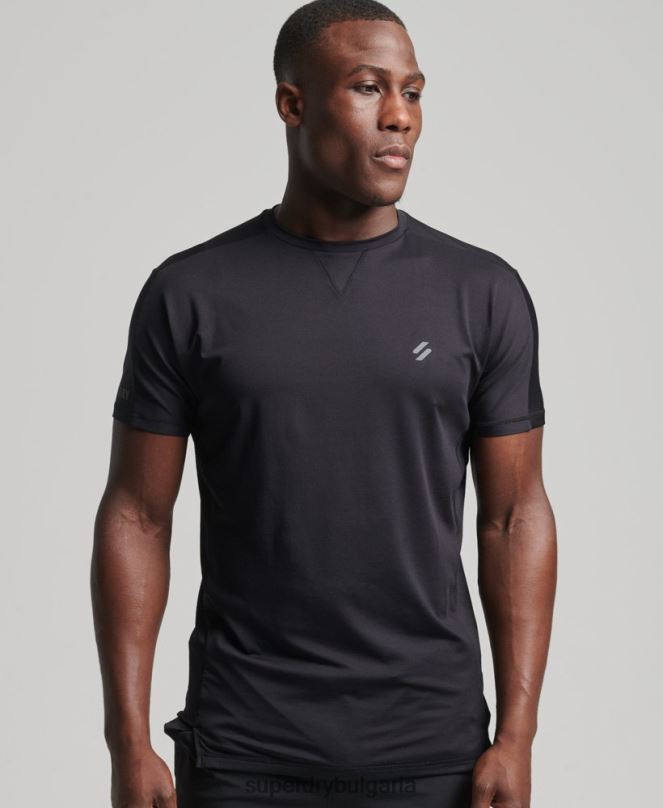 Superdry облекло N00H5403 черен мъже тениска с къс ръкав run