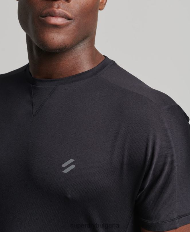 Superdry облекло N00H5403 черен мъже тениска с къс ръкав run