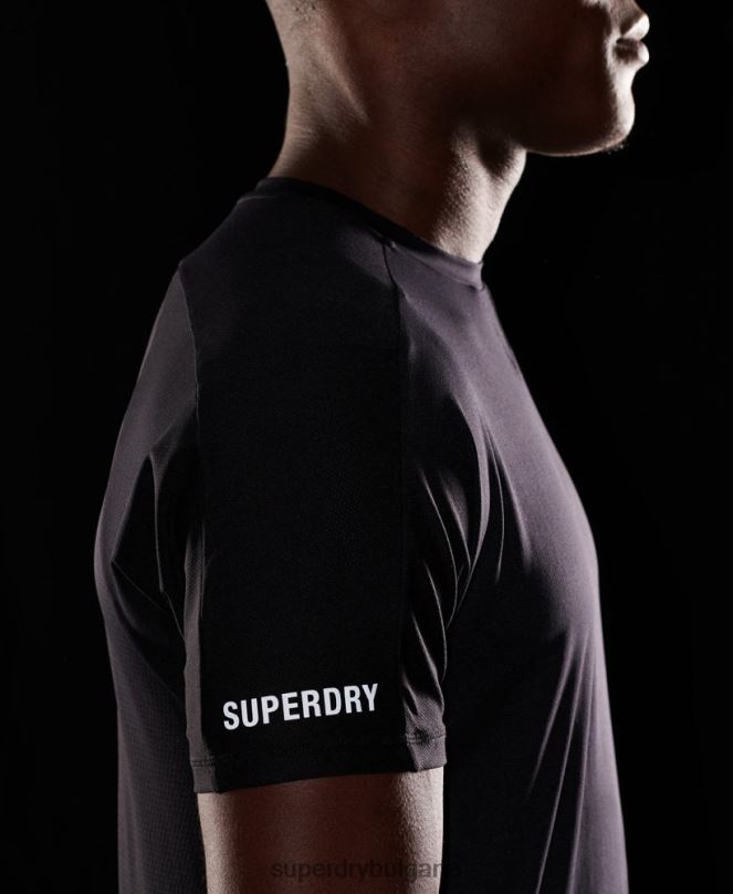 Superdry облекло N00H5403 черен мъже тениска с къс ръкав run