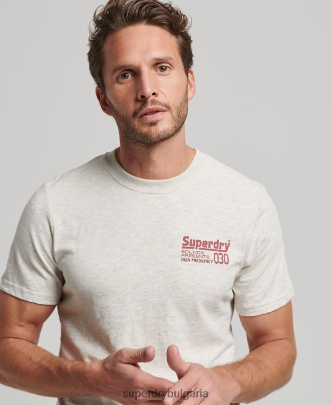 Superdry облекло N00H6359 сиво мъже ретро звукозаписна тениска
