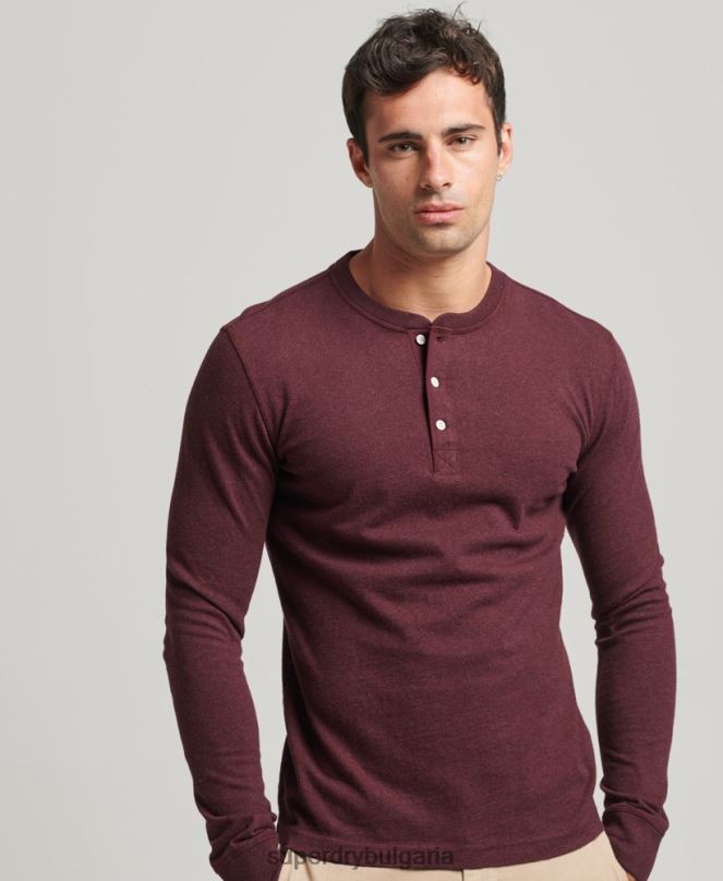 Superdry облекло N00H6362 червен мъже топ с дълъг ръкав от органичен памук