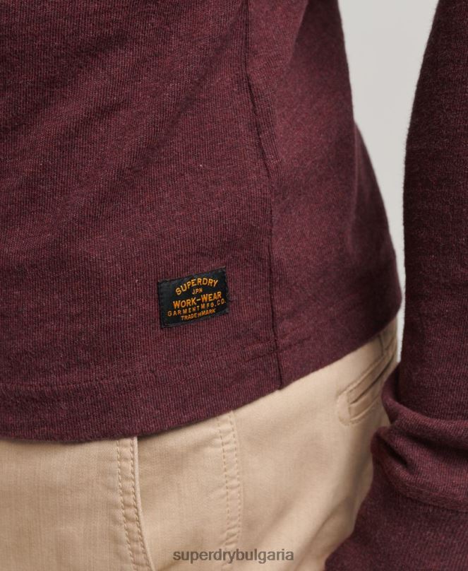 Superdry облекло N00H6362 червен мъже топ с дълъг ръкав от органичен памук