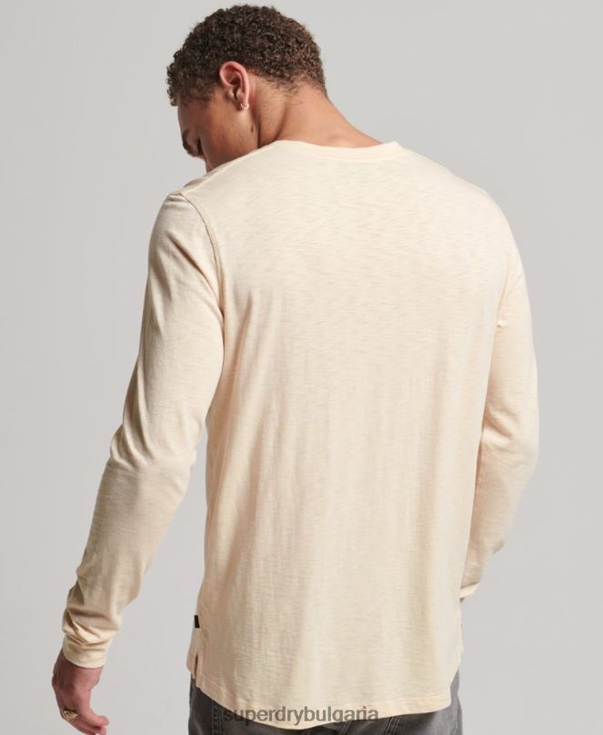 Superdry облекло N00H6365 сметана мъже трико с дълги ръкави
