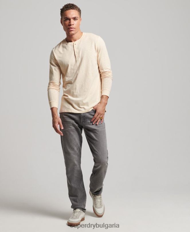 Superdry облекло N00H6365 сметана мъже трико с дълги ръкави