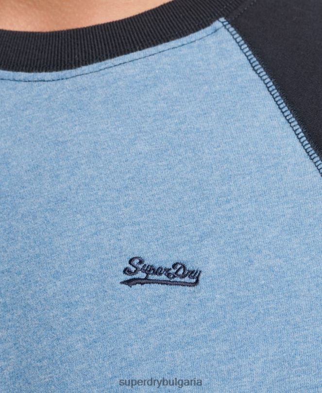 Superdry облекло N00H6370 син мъже Бейзболна топка с дълъг ръкав от органичен памук