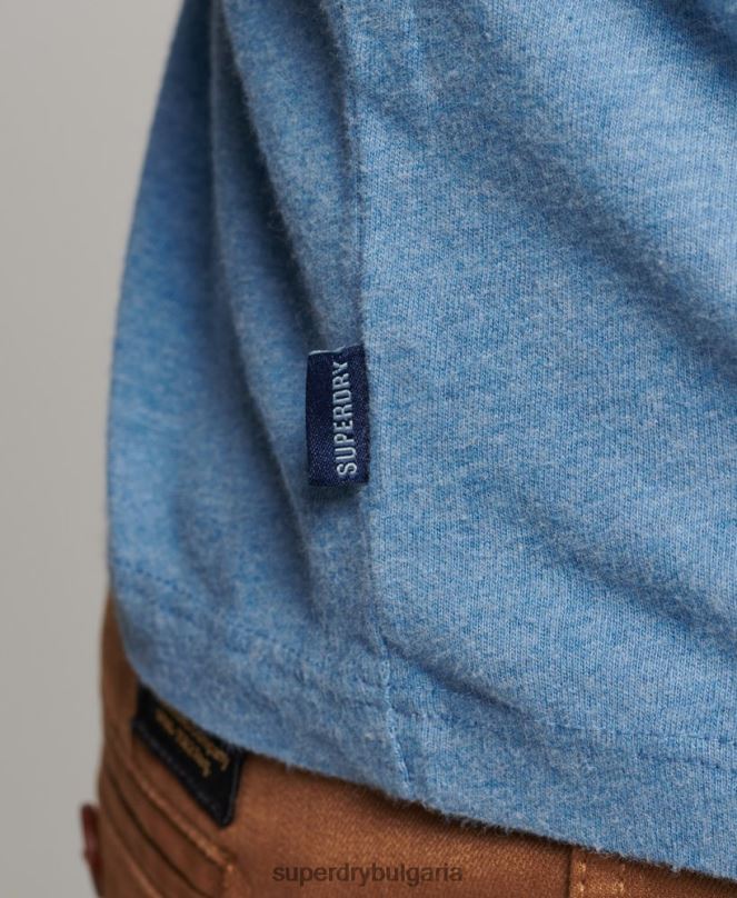 Superdry облекло N00H6370 син мъже Бейзболна топка с дълъг ръкав от органичен памук