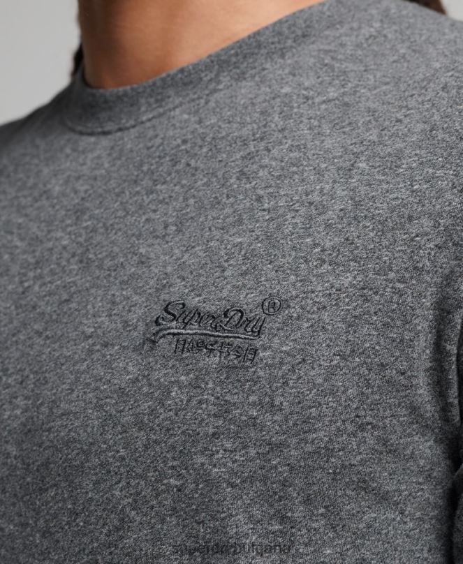 Superdry облекло N00H6401 сиво мъже горнище с ретро лого от органичен памук, бродирано