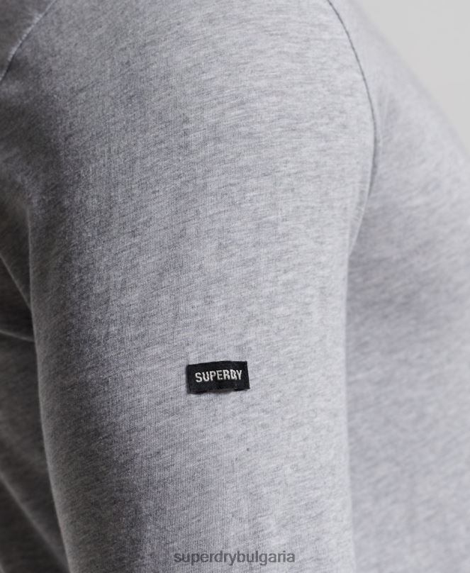 Superdry облекло N00H6402 тъмно сив мъже горна част от трико с дълъг ръкав от органичен памук