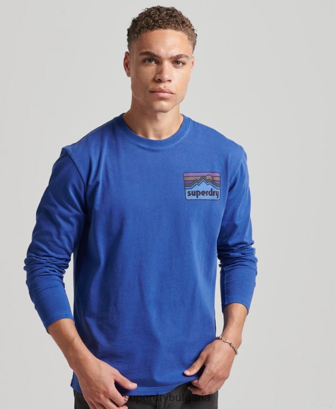 Superdry облекло N00H6404 военноморски флот мъже Горнище с дълъг ръкав тип терен от 90-те