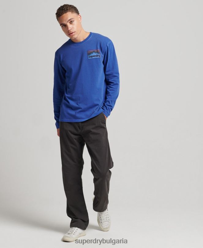 Superdry облекло N00H6404 военноморски флот мъже Горнище с дълъг ръкав тип терен от 90-те