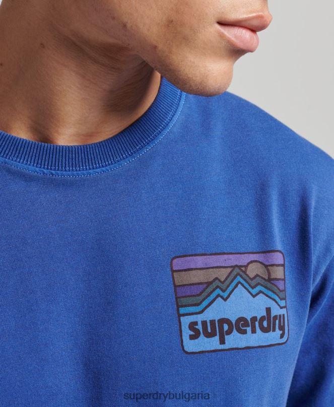 Superdry облекло N00H6404 военноморски флот мъже Горнище с дълъг ръкав тип терен от 90-те