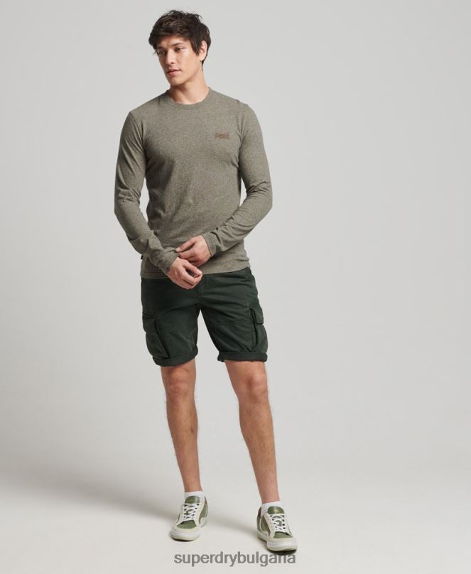 Superdry облекло N00H6418 кафяво мъже горнище с ретро лого от органичен памук, бродирано