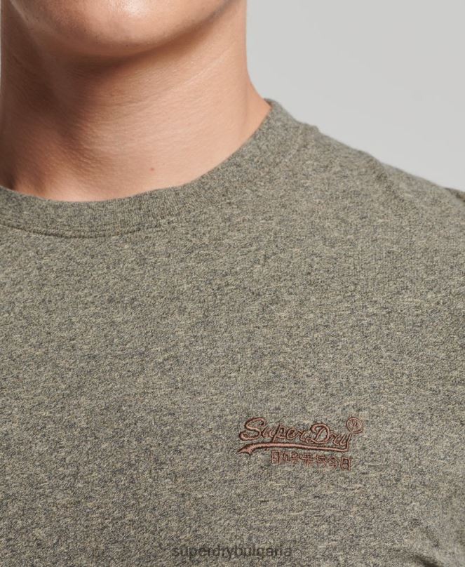 Superdry облекло N00H6418 кафяво мъже горнище с ретро лого от органичен памук, бродирано