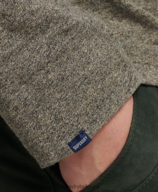 Superdry облекло N00H6418 кафяво мъже горнище с ретро лого от органичен памук, бродирано