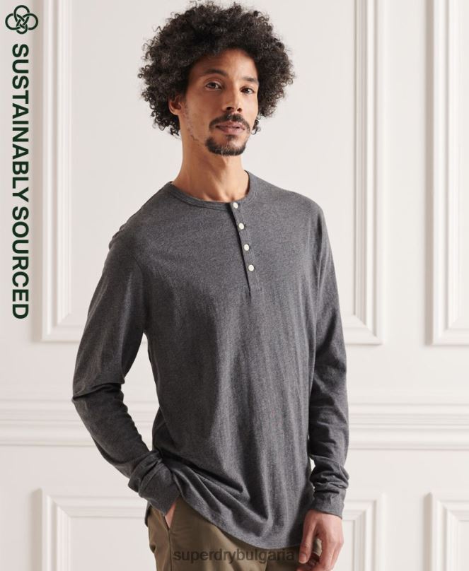 Superdry облекло N00H6421 тъмно сив мъже органичен памук олекотен есенциален топ