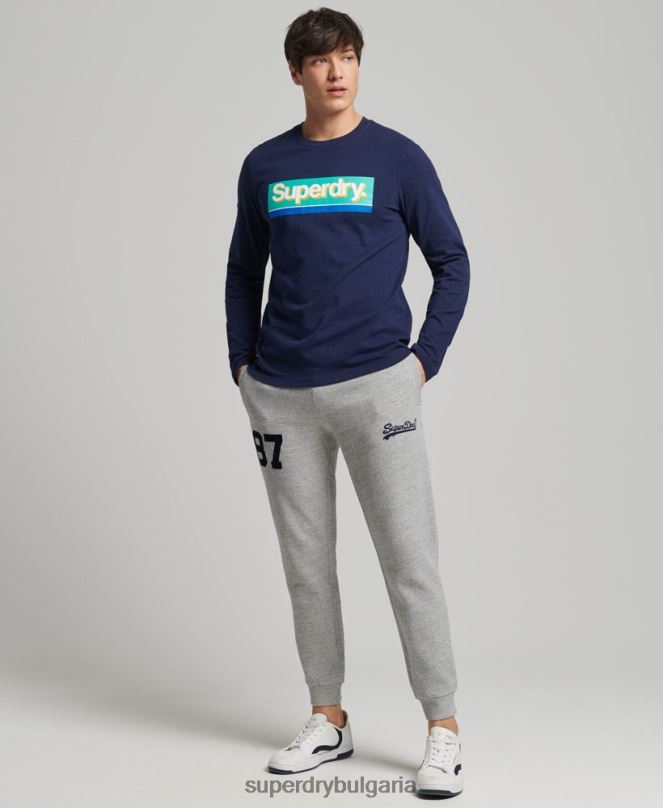 Superdry облекло N00H6423 военноморски флот мъже сезонно горнище с винтидж основно лого