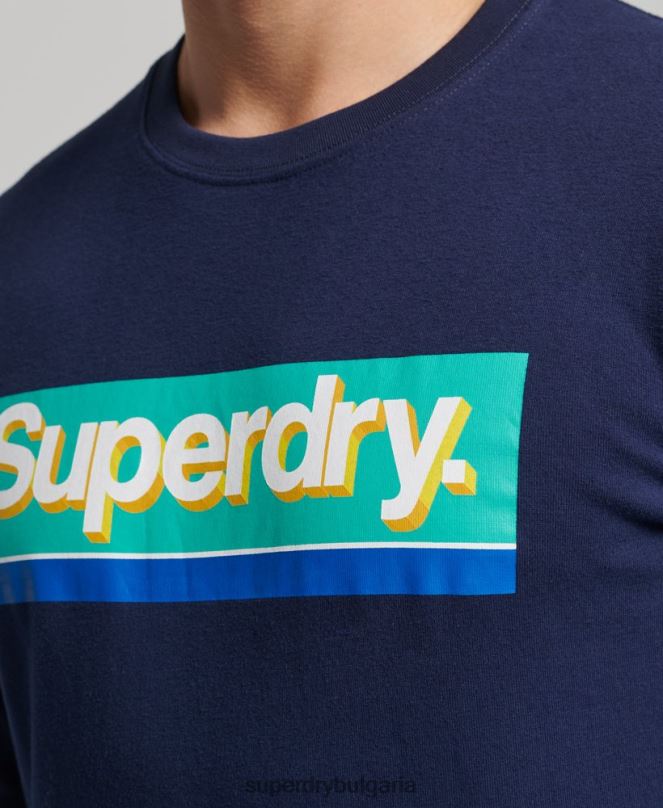 Superdry облекло N00H6423 военноморски флот мъже сезонно горнище с винтидж основно лого