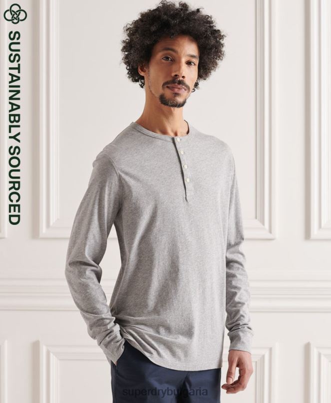 Superdry облекло N00H6424 светло сив мъже органичен памук олекотен есенциален топ