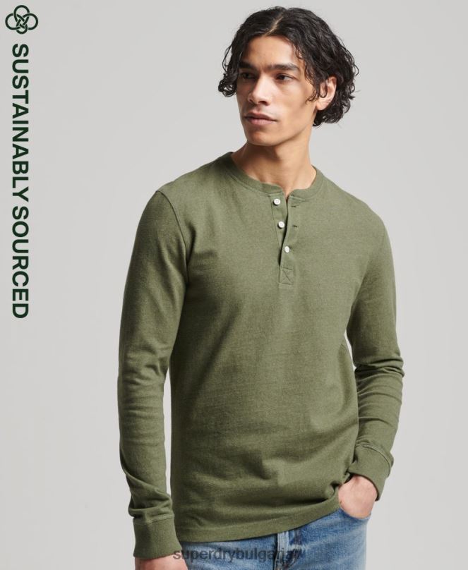 Superdry облекло N00H6428 зелено мъже топ с дълъг ръкав от органичен памук