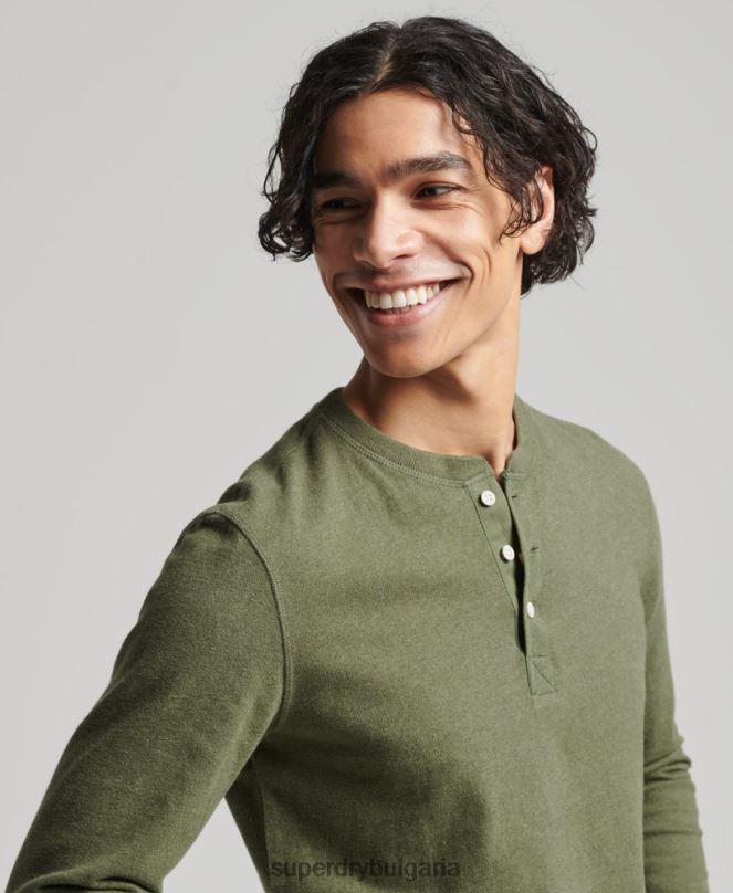 Superdry облекло N00H6428 зелено мъже топ с дълъг ръкав от органичен памук