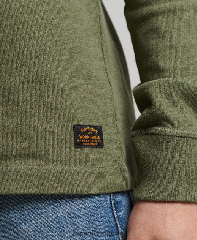 Superdry облекло N00H6428 зелено мъже топ с дълъг ръкав от органичен памук