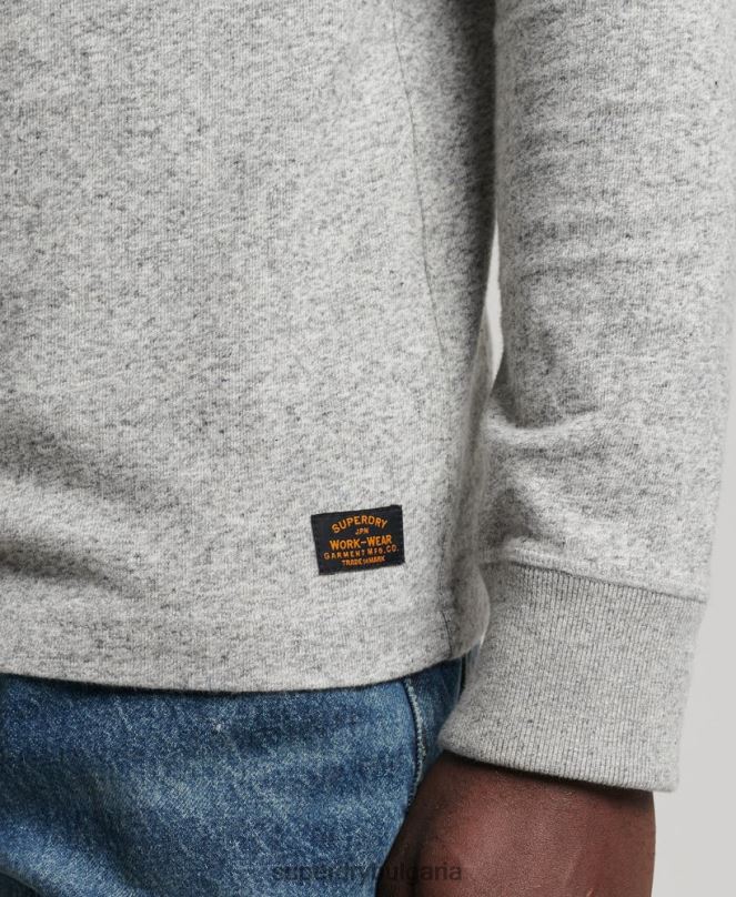 Superdry облекло N00H6433 сиво мъже топ с дълъг ръкав от органичен памук