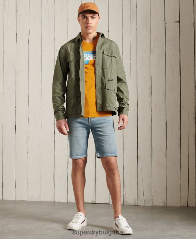 Superdry облекло N00H6444 злато мъже топ с дълъг ръкав cali с лого на ядрото