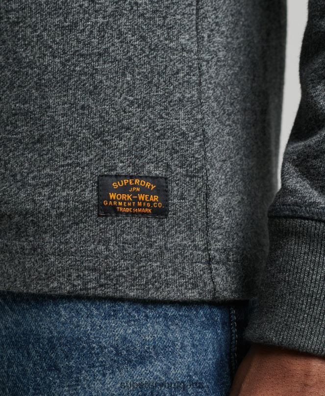 Superdry облекло N00H6458 тъмно сив мъже топ с дълъг ръкав от органичен памук