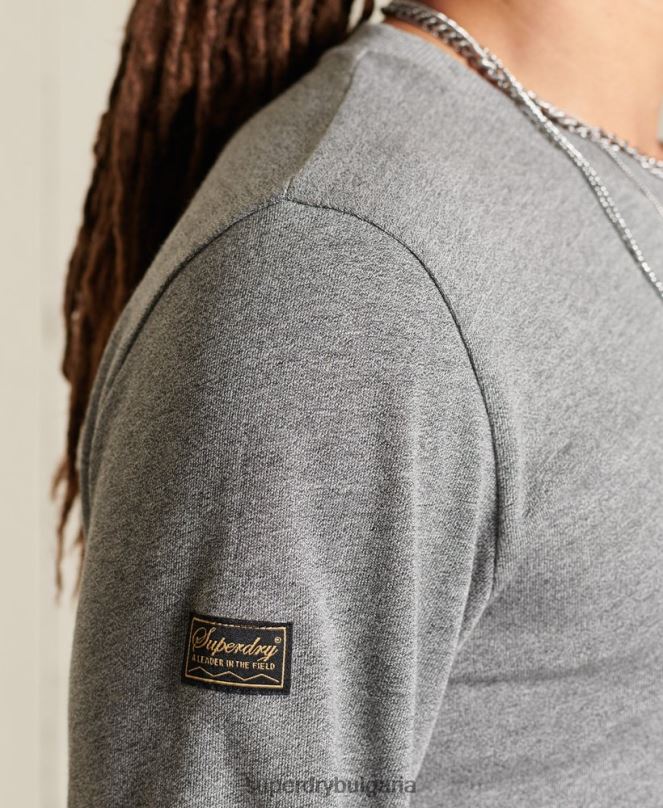 Superdry облекло N00H6470 светло сив мъже наследствено планинско горнище с дълъг ръкав