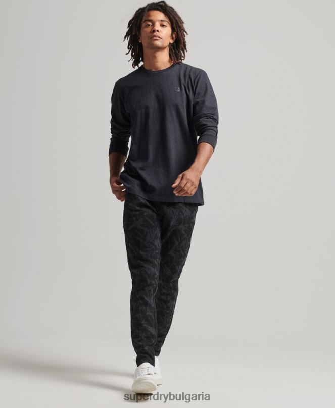 Superdry облекло N00H6471 тъмно сив мъже технологично горнище с дълъг ръкав