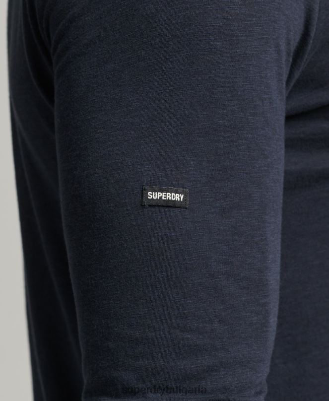 Superdry облекло N00H6479 военноморски флот мъже горна част от трико с дълъг ръкав от органичен памук