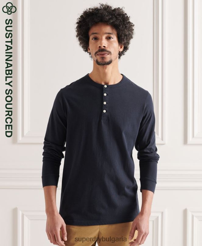 Superdry облекло N00H6489 военноморски флот мъже органичен памук олекотен есенциален топ