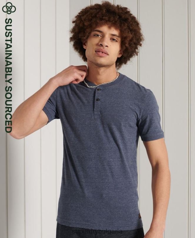 Superdry облекло N00H6491 военноморски флот мъже тениска с къси ръкави от органичен памук