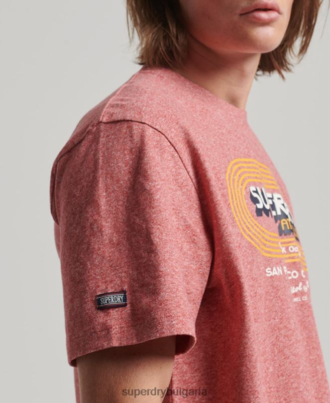 Superdry облекло N00H67 червен мъже органичен памук винтидж атлетическа клубна тениска