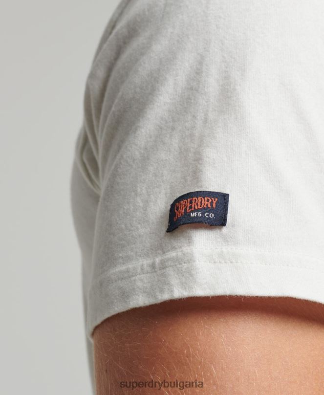 Superdry облекло N00H6 сметана мъже ретро индустриална автомобилна тениска