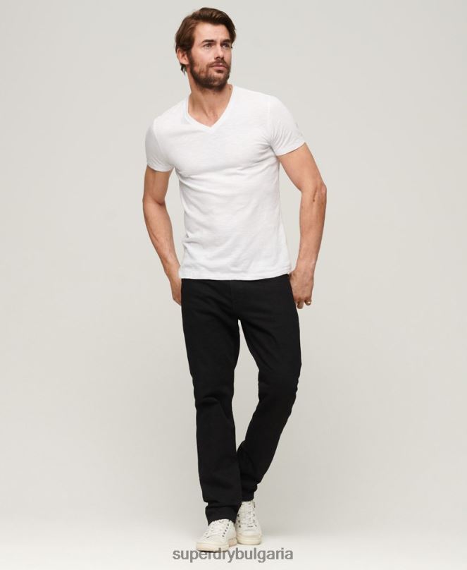 Superdry облекло N00H70 бяло мъже тениска с v-образно деколте