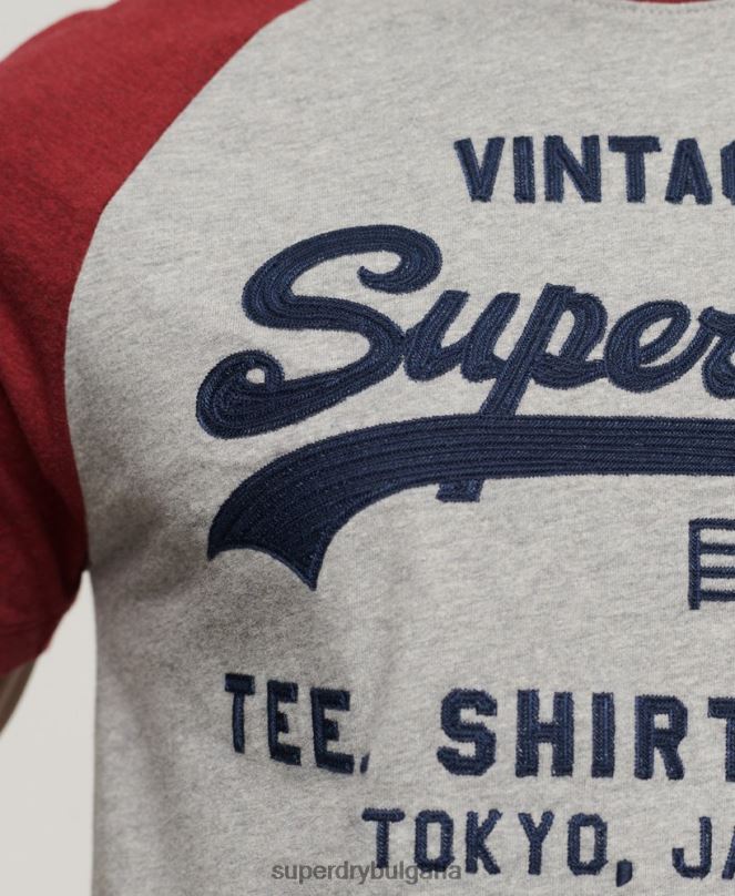 Superdry облекло N00H72 червен мъже тениска тип реглан с ретро лого