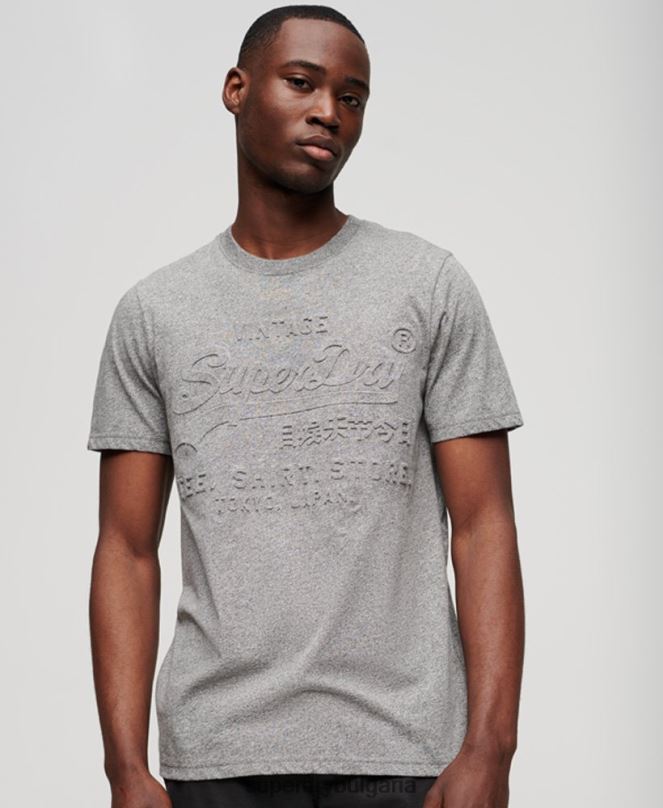 Superdry облекло N00H74 светло сив мъже тениска с ретро лого на магазина
