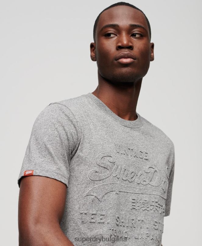 Superdry облекло N00H74 светло сив мъже тениска с ретро лого на магазина